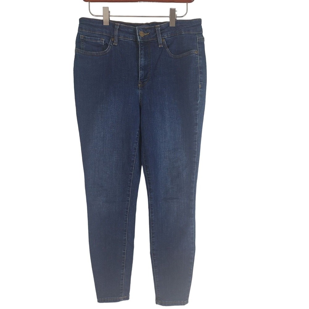 NYDJ Lift Tuck Technology Jeans 8 Womens Skinny Leg Mid Rise Dark Wash Bottoms